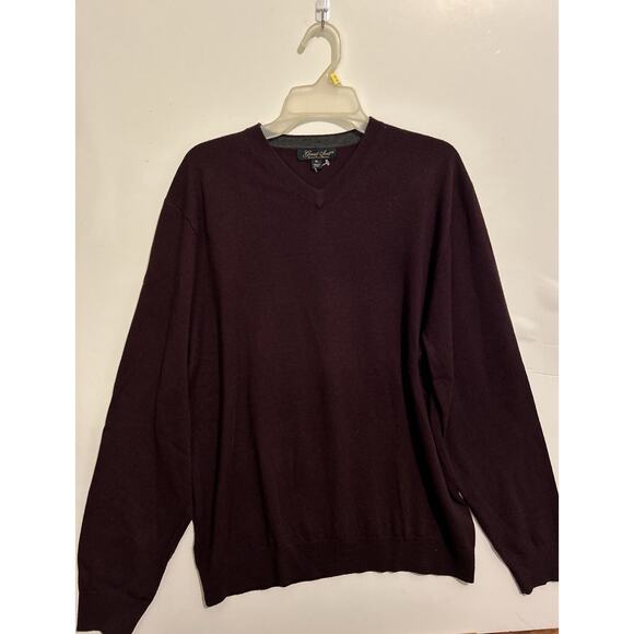 Garret Scott Extra Fine Merino Wool Sweater Mens XL Maroon Pullover Soft Light - Picture 2 of 9